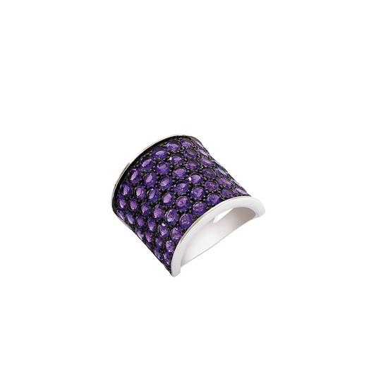 Curved 6-Row Ring with Amethyst