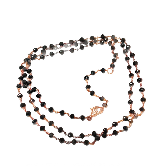 25" Black Diamond Faceted Bead Necklace
