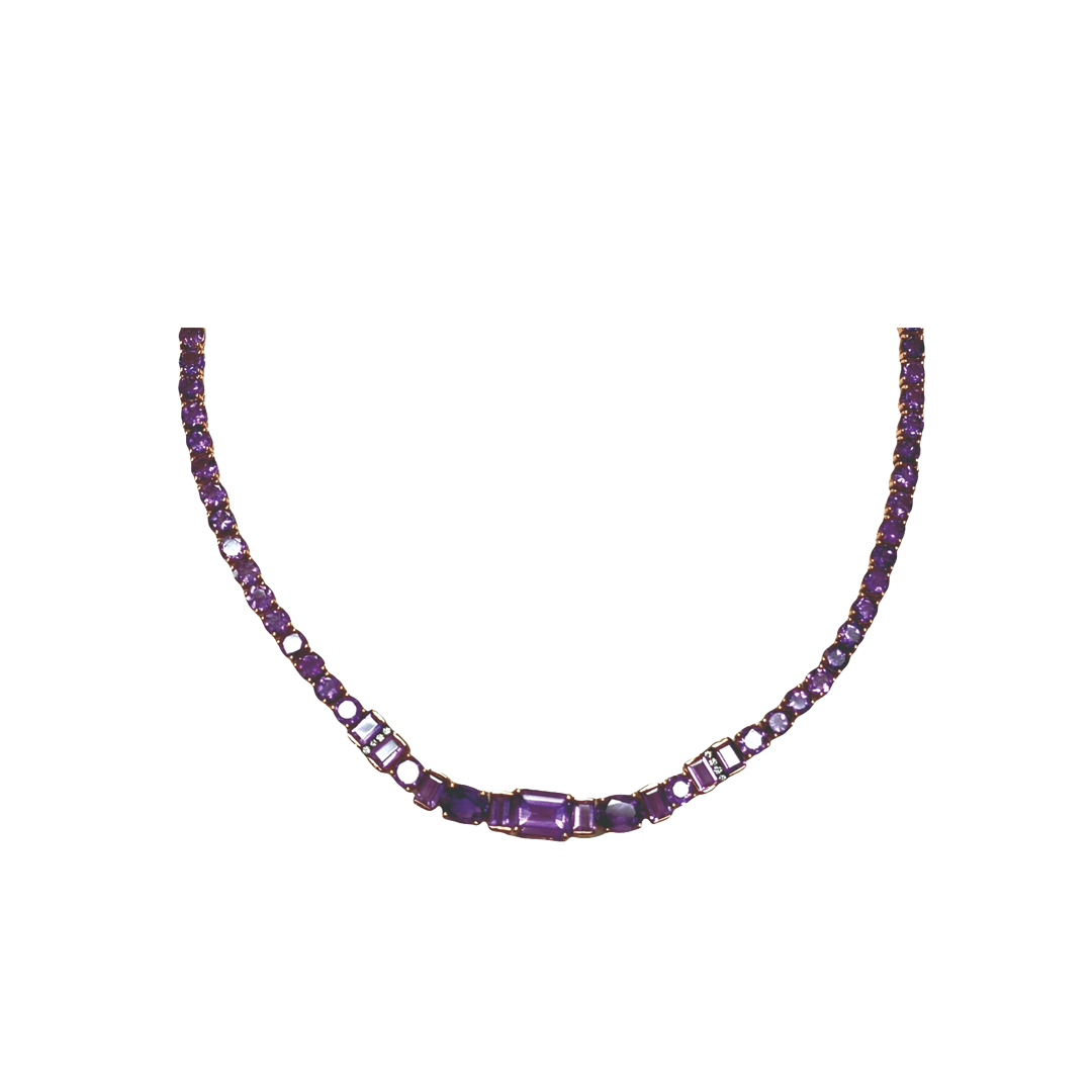Choker Necklace with Amethysts and Diamonds
