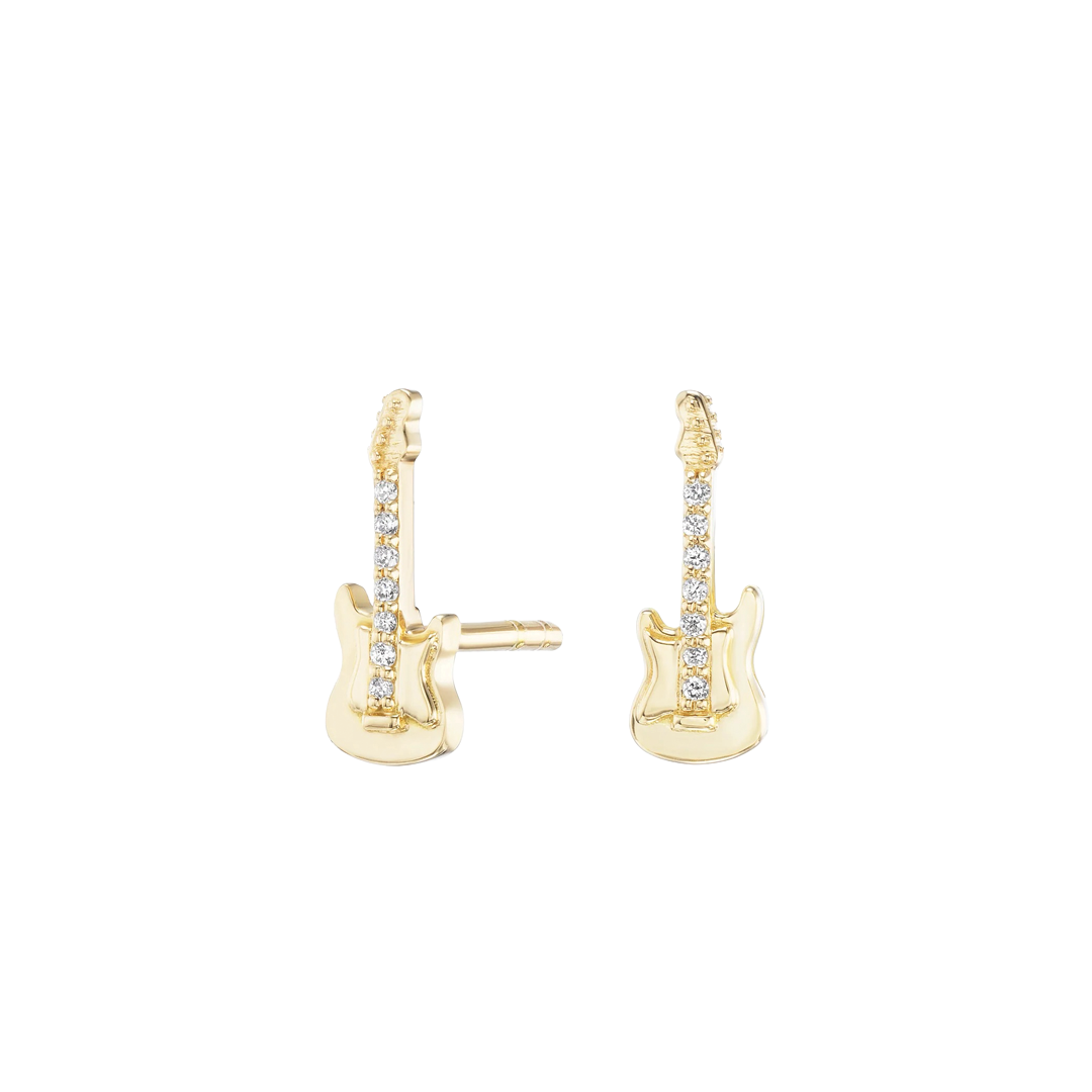 Guitar Stud Earrings with Diamonds