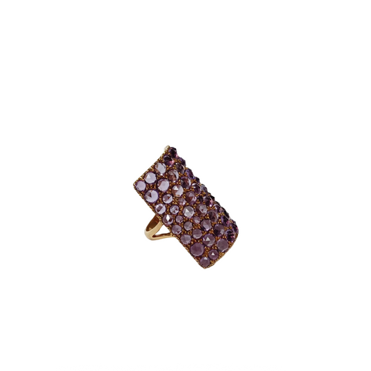 Curved Amethyst Rectangle Ring