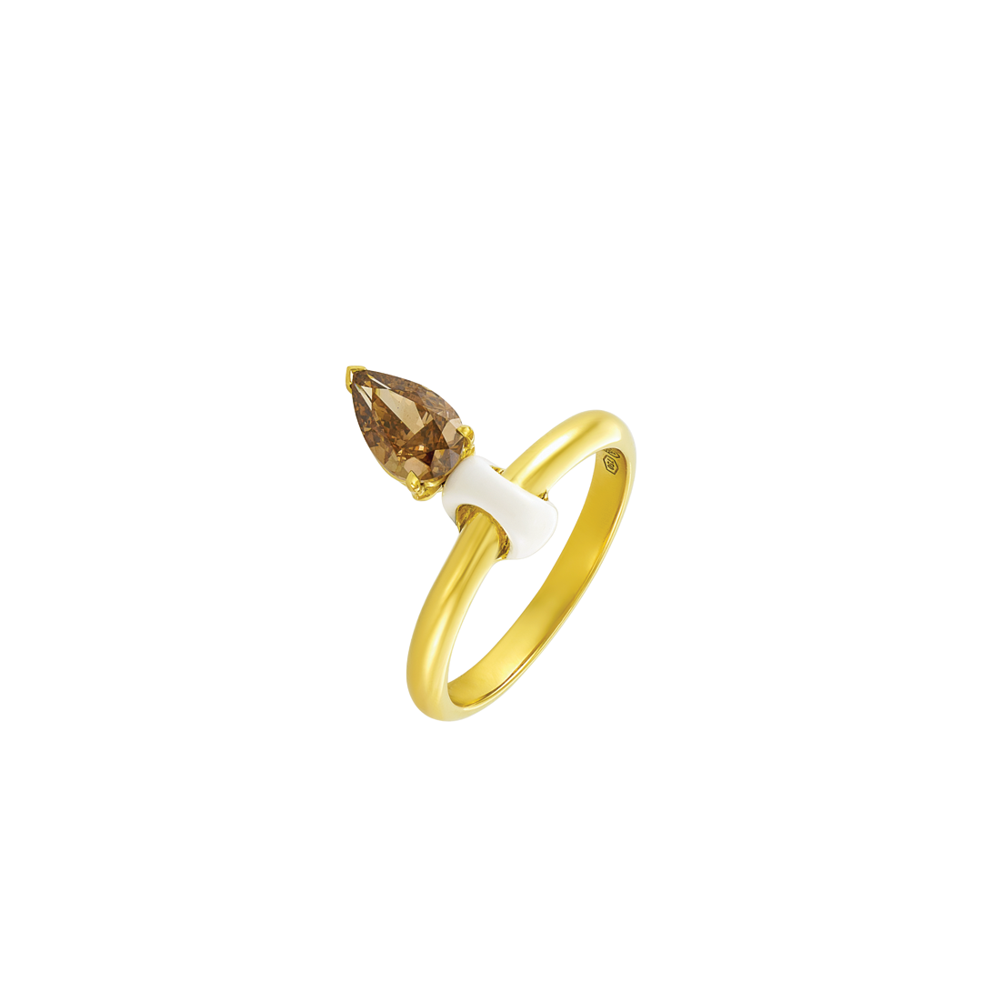 Ring with Suspended Brown Diamond