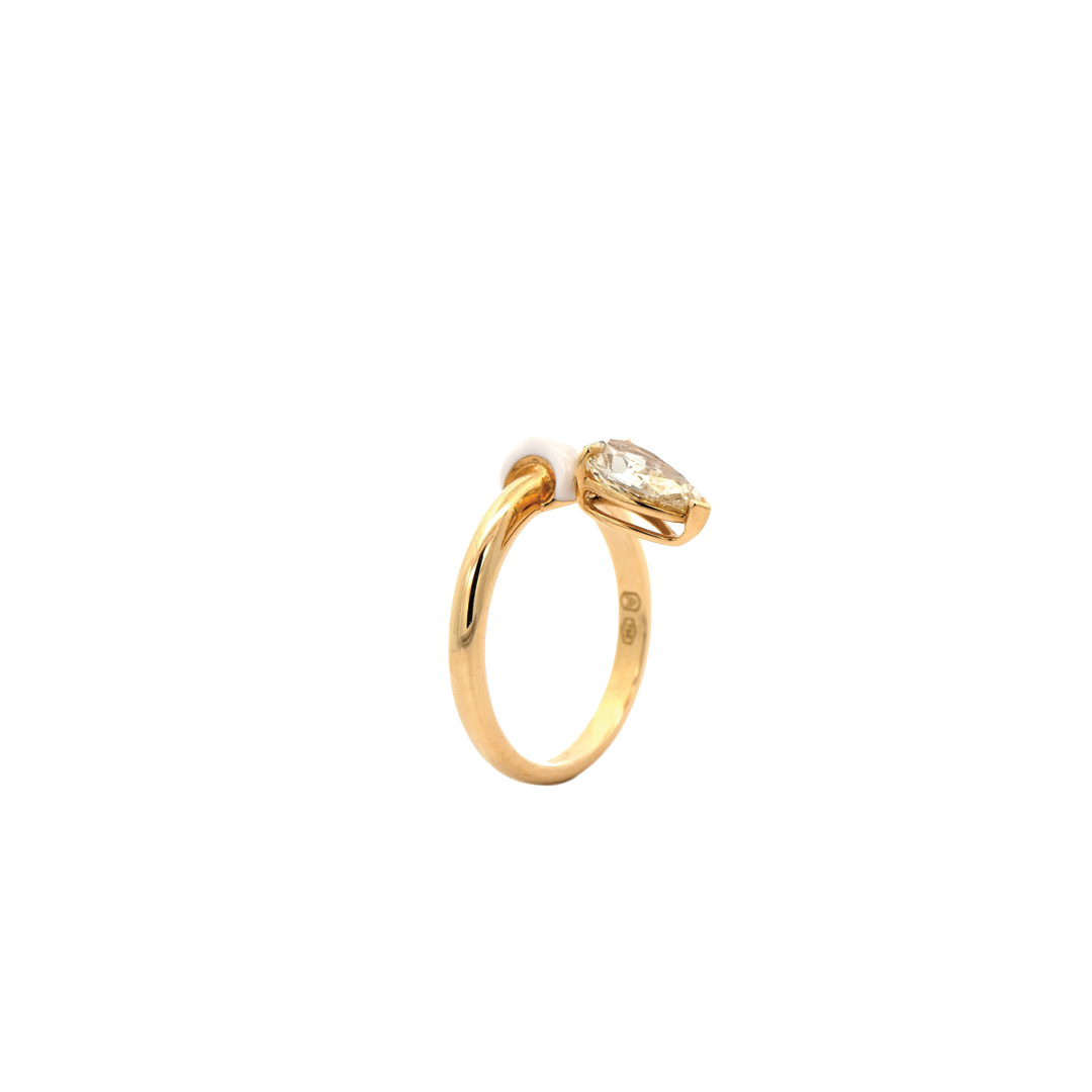 Ring with Suspended Brown Diamond