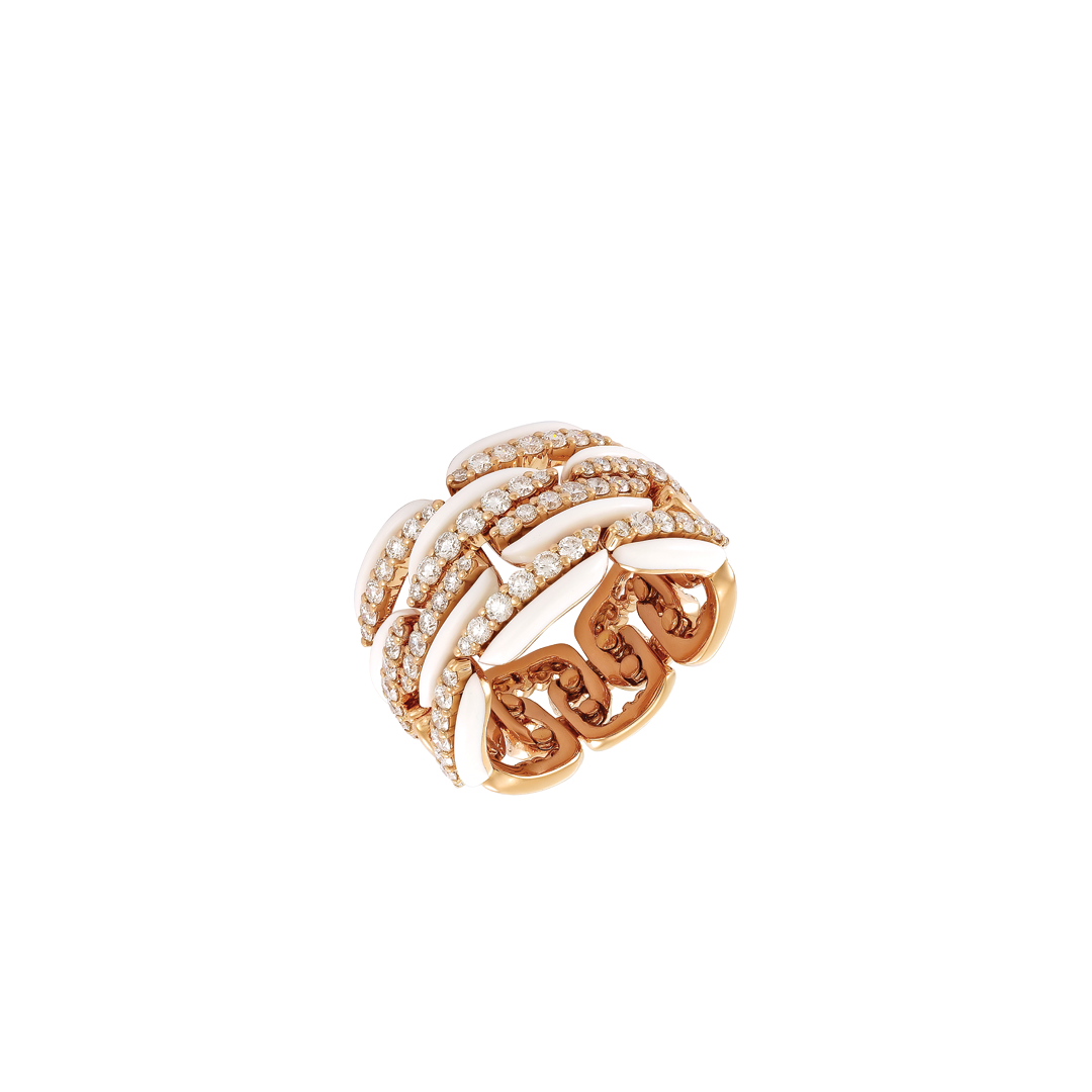 Carved Ceramic and Diamond Ring