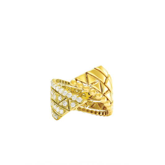 Wide Wrap Ring with Diamonds