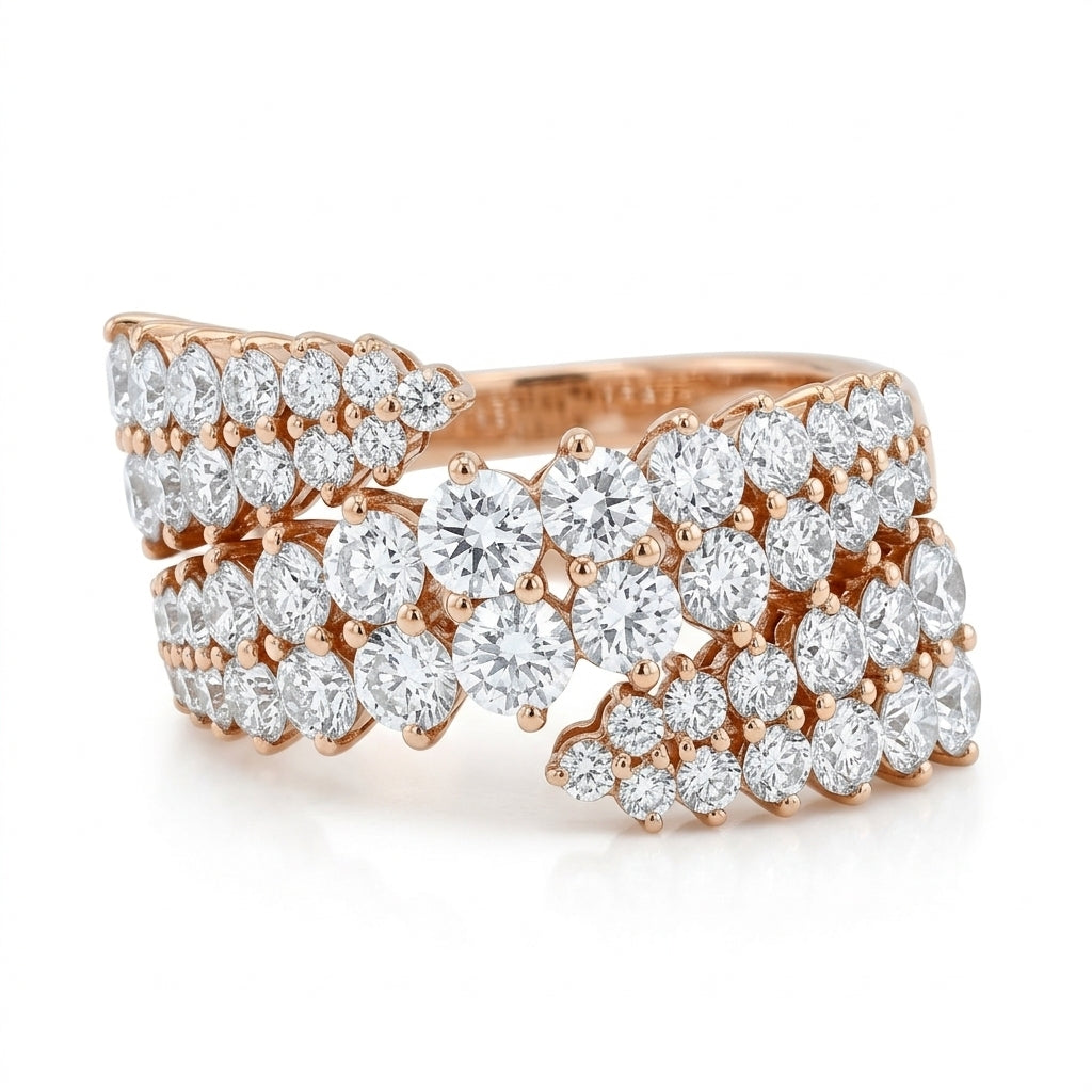 Double Wrap Rose Gold Ring with Diamonds