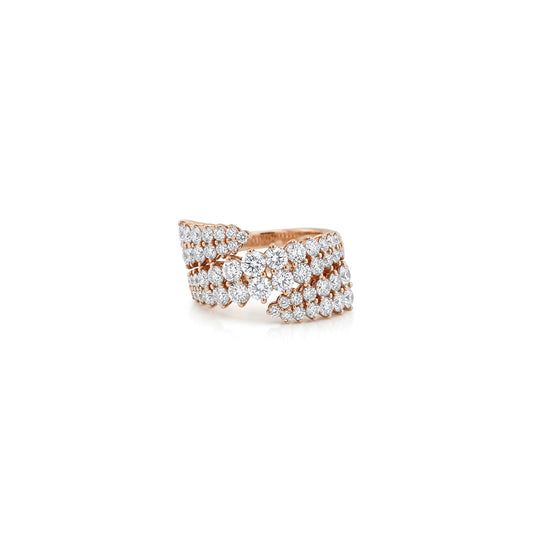 Double Wrap Rose Gold Ring with Diamonds