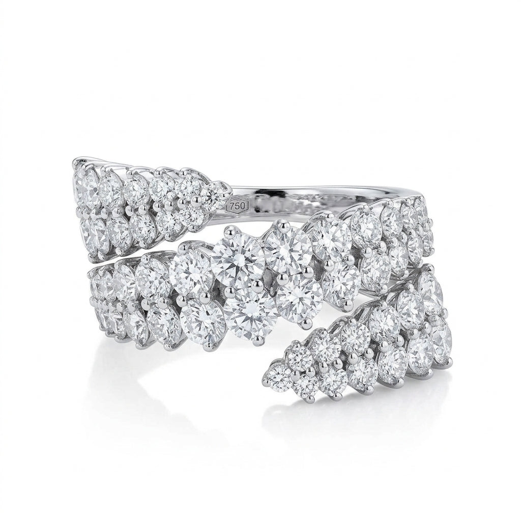 Double Wrap White Gold Ring with Diamonds