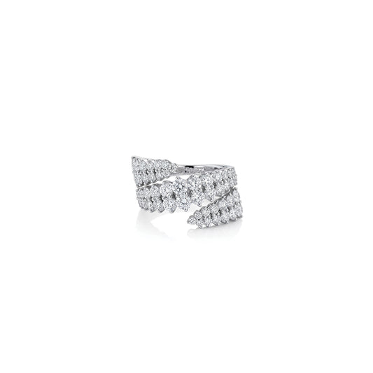 Double Wrap White Gold Ring with Diamonds
