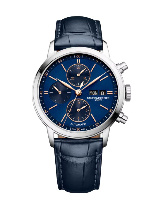 42mm Classima Watch with Blue Dial and Alligator Strap