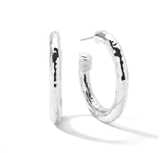 Classico Small Hammered Hoop Earrings in Sterling Silver