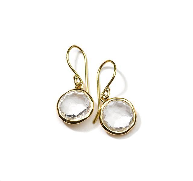 Gold Lollipop Mini Drop Earrings in Rock Crystal