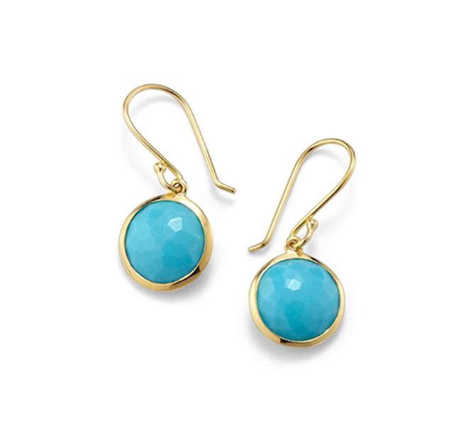 Gold Lollipop Mini Drop Earrings in Turquoise
