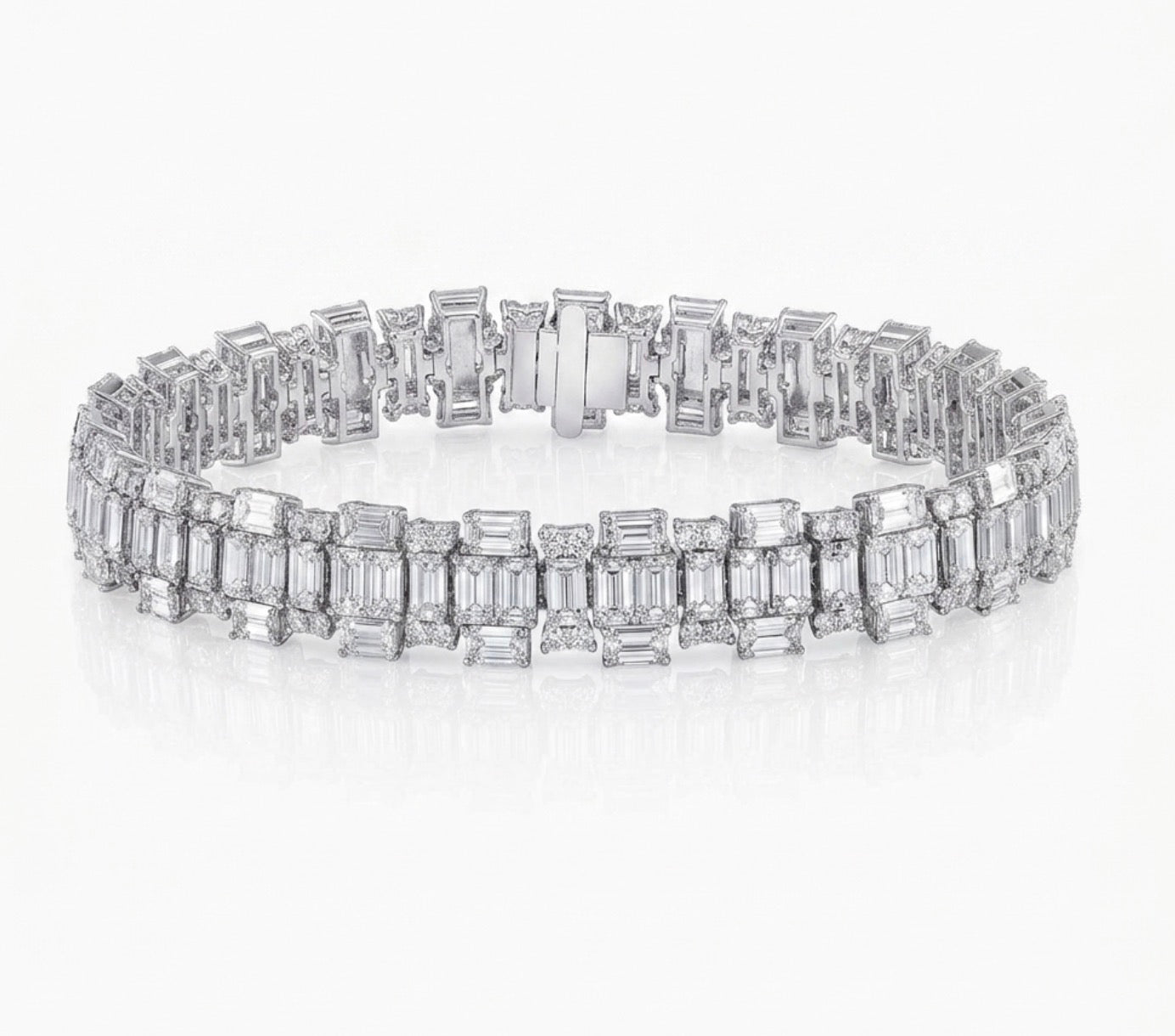 Emerald and Round Cut Diamond Bracelet