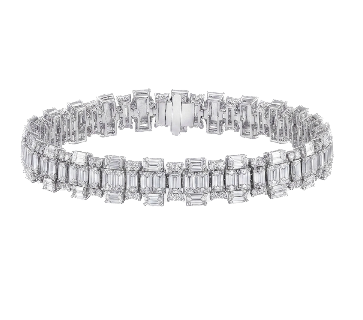 Emerald and Round Cut Diamond Bracelet