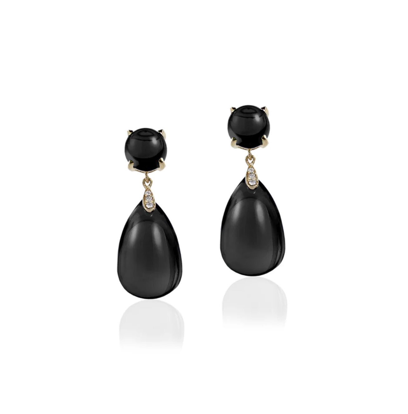 Black Onyx Cabochon Drop Earrings