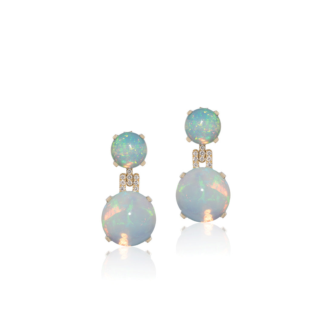'Rock n' Roll' Opal Cabochon Earring with Diamonds