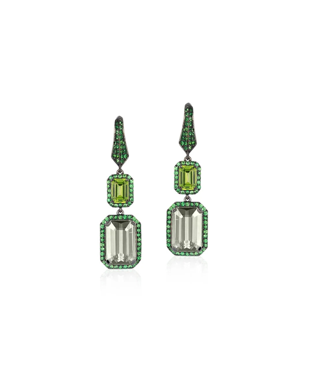 Rain Forest Double Emerald-Cut Drop Earrings