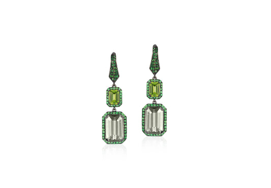 Rain Forest Double Emerald-Cut Drop Earrings