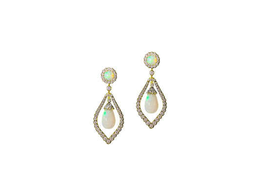 G-One Opal And Diamond Drop Earrings