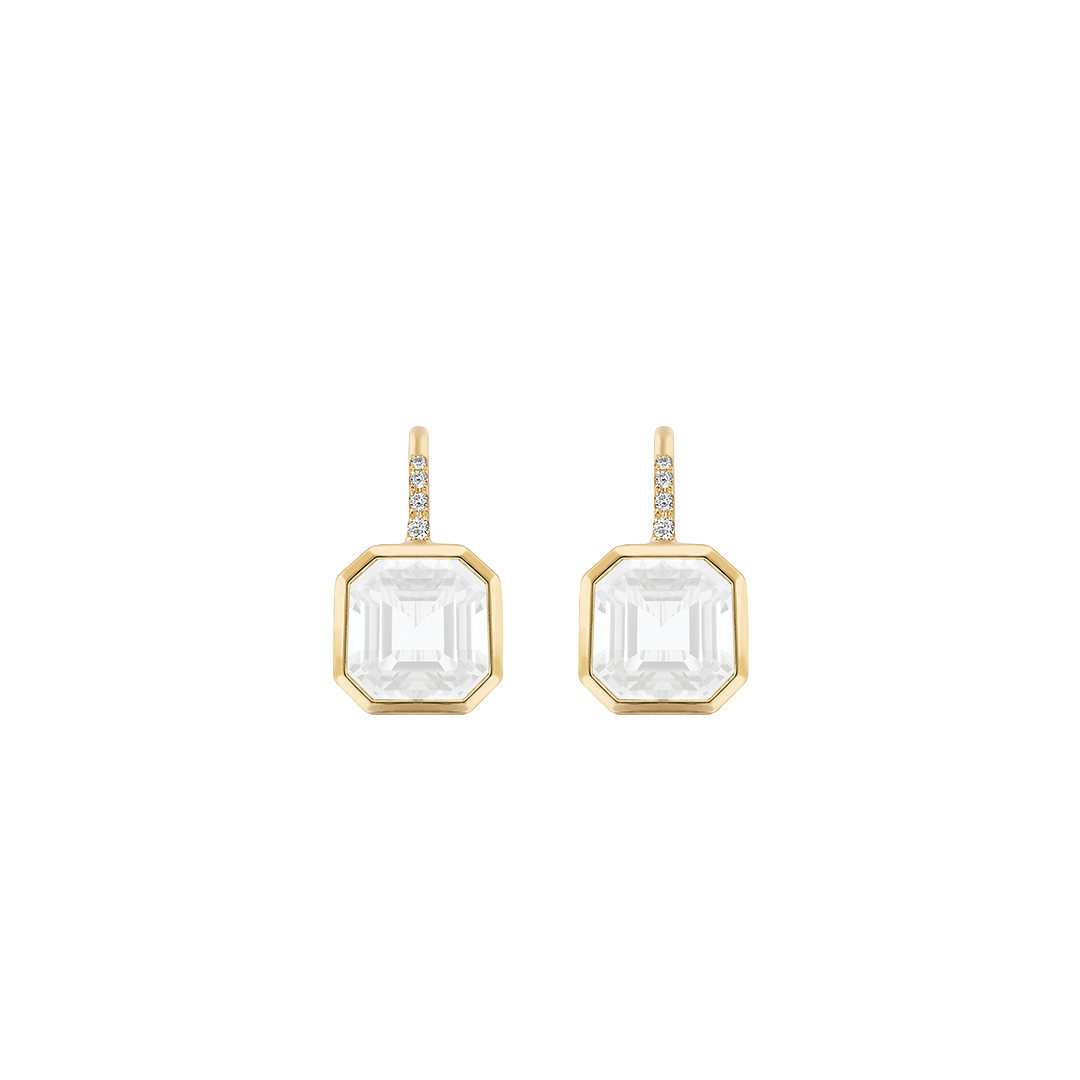 Gossip Moon Quartz Drop Earrings with Diamonds