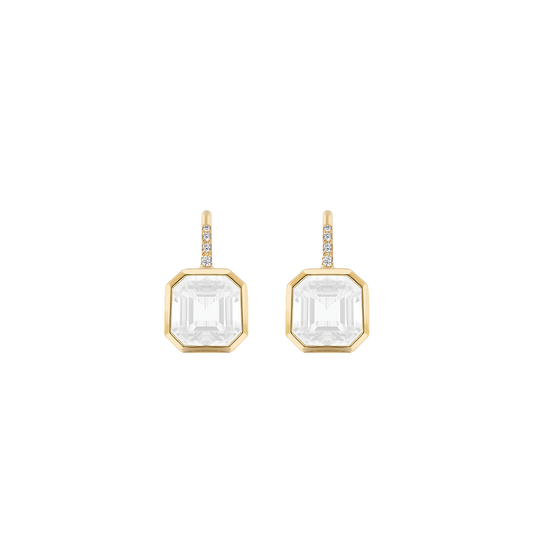 Gossip Moon Quartz Drop Earrings with Diamonds