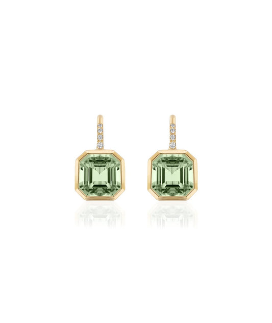 Gossip Prasiolite Octagonal Bezel Drop Earrings