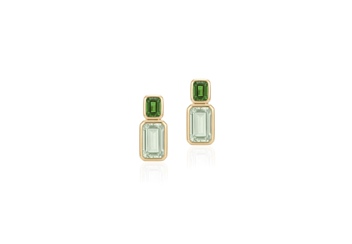 'G-One' Green Tourmaline And Tsavorite Earrings