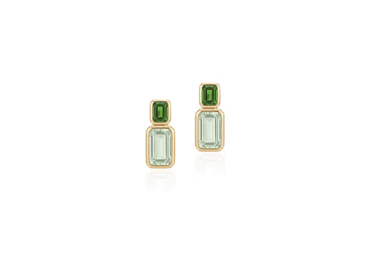 'G-One' Green Tourmaline And Tsavorite Earrings