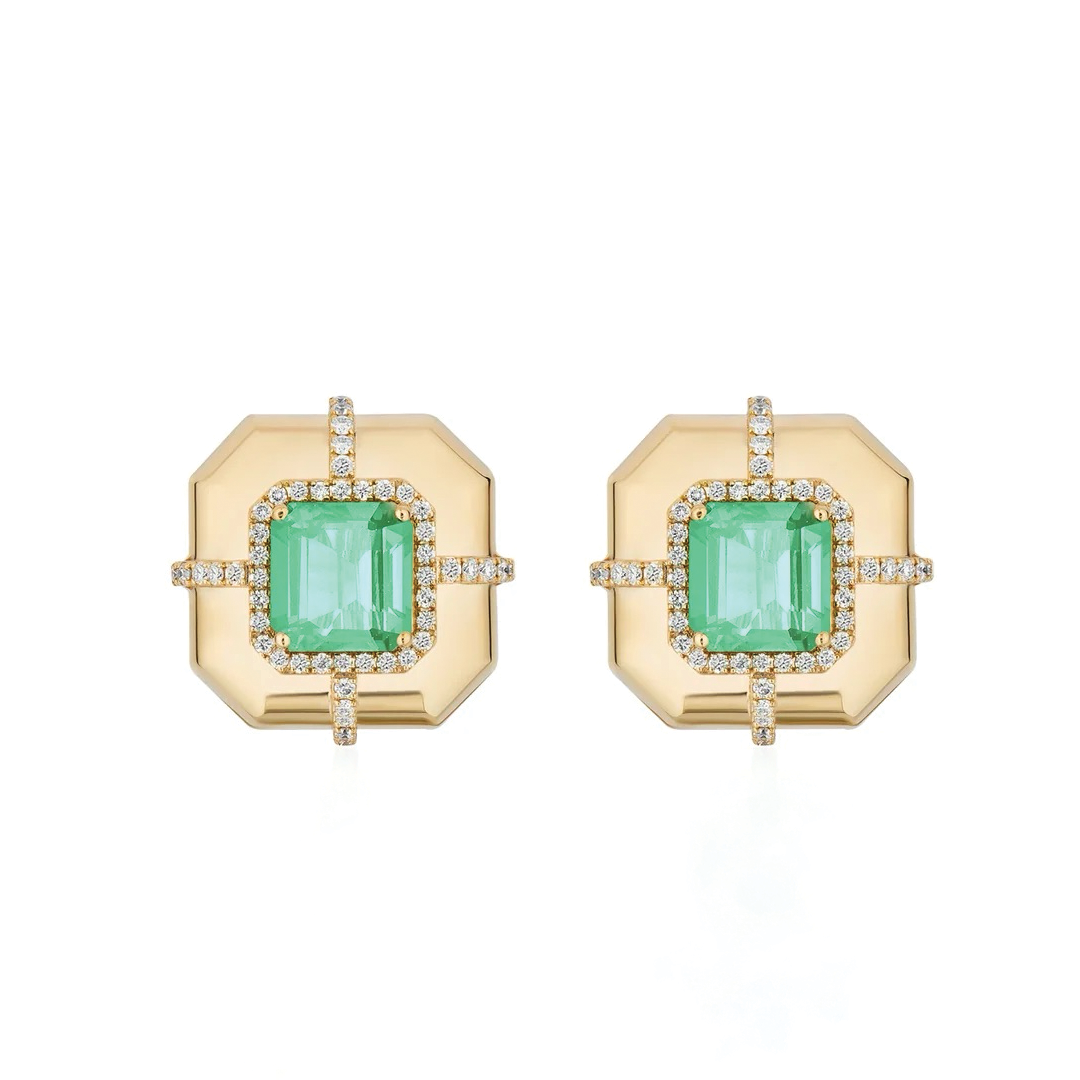 Limited Edition Emerald and Diamond Stud Earrings