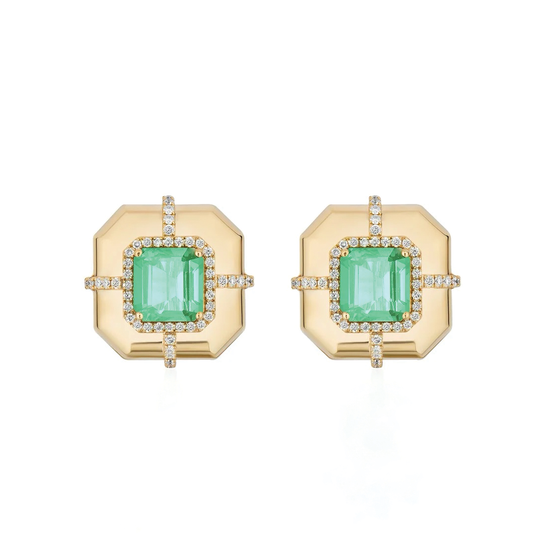 Limited Edition Emerald and Diamond Stud Earrings