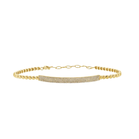 Gold Bead Diamond Bar Bracelet