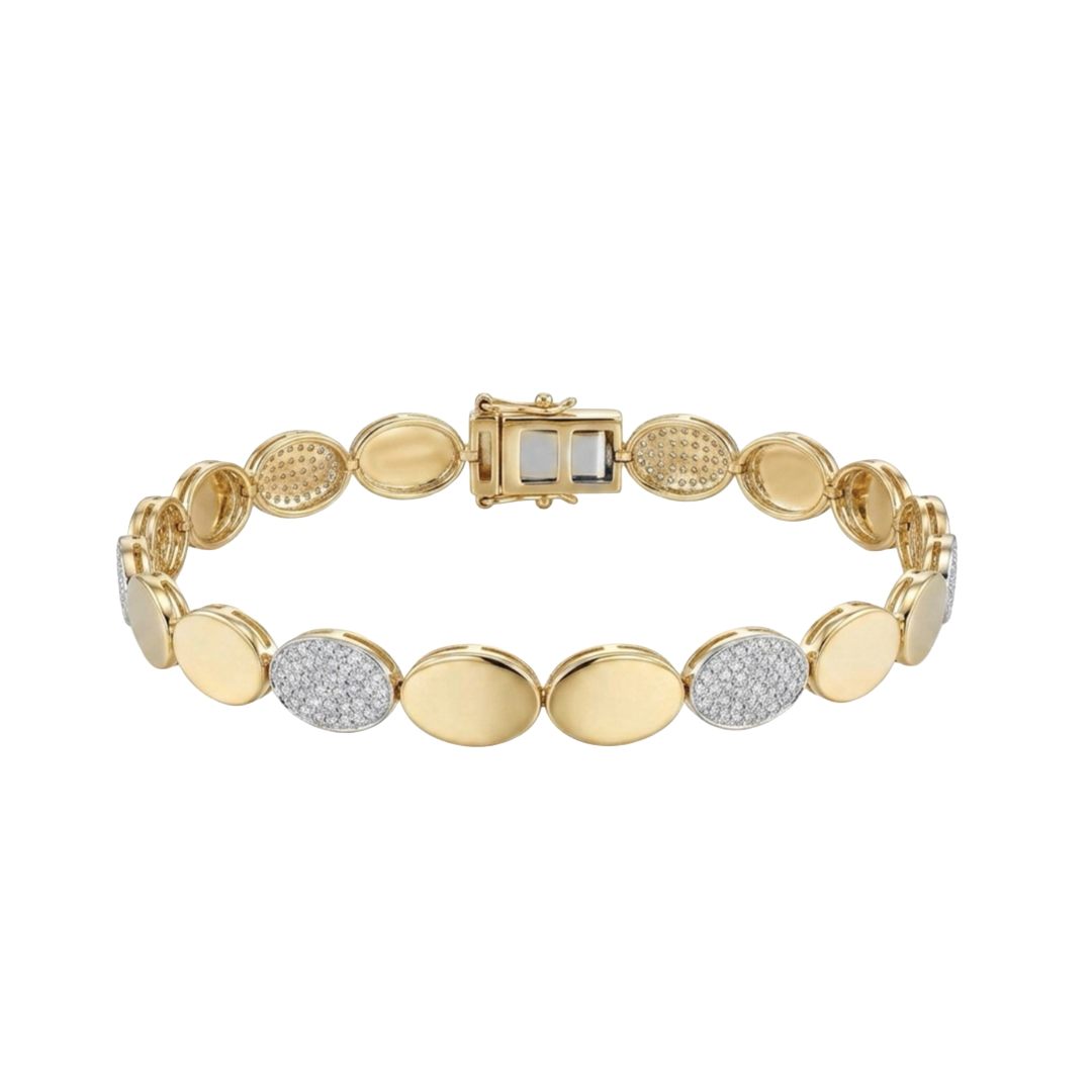 Alternating Diamond and Gold Oval Link Bracelet