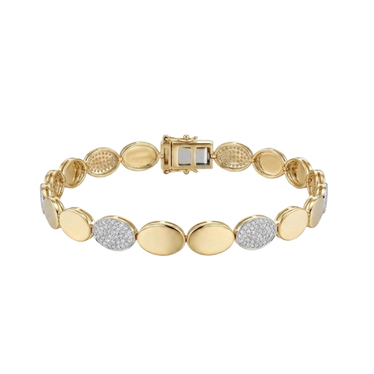 Alternating Diamond and Gold Oval Link Bracelet