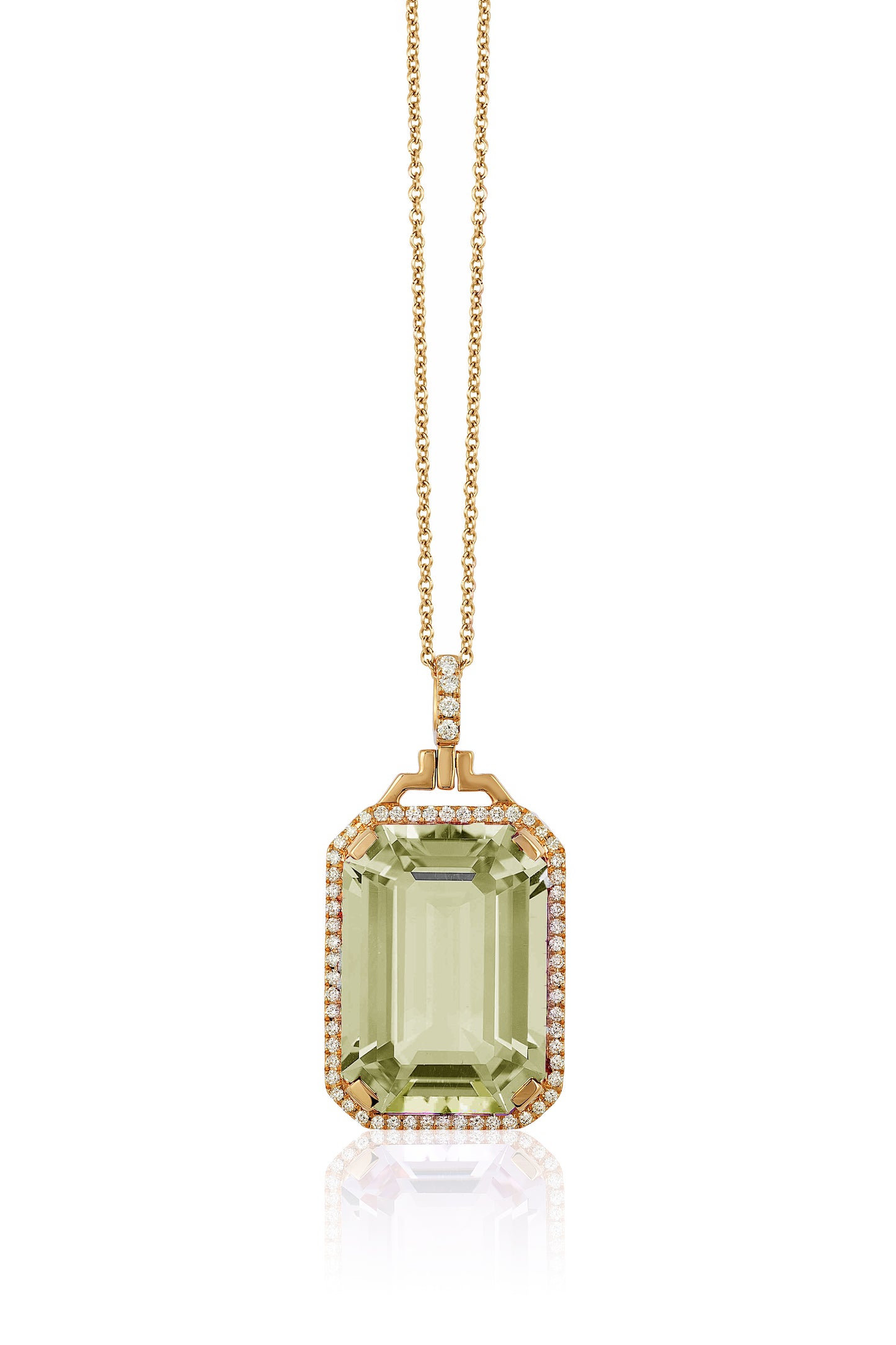 Gossip Prasiolite Necklace with Diamond Frame