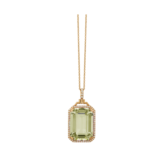 Gossip Prasiolite Necklace with Diamond Frame