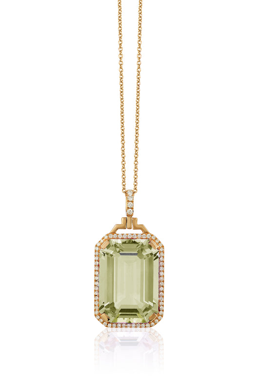 Gossip Emerald-Cut Prasiolite and Diamond Pendant Necklace