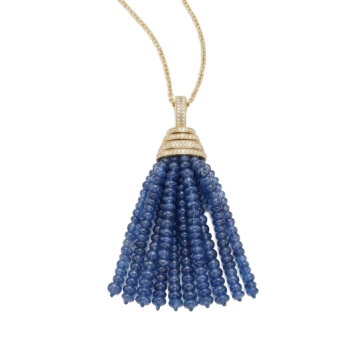Blue Sapphire And Diamond Tassel Pendant Necklace