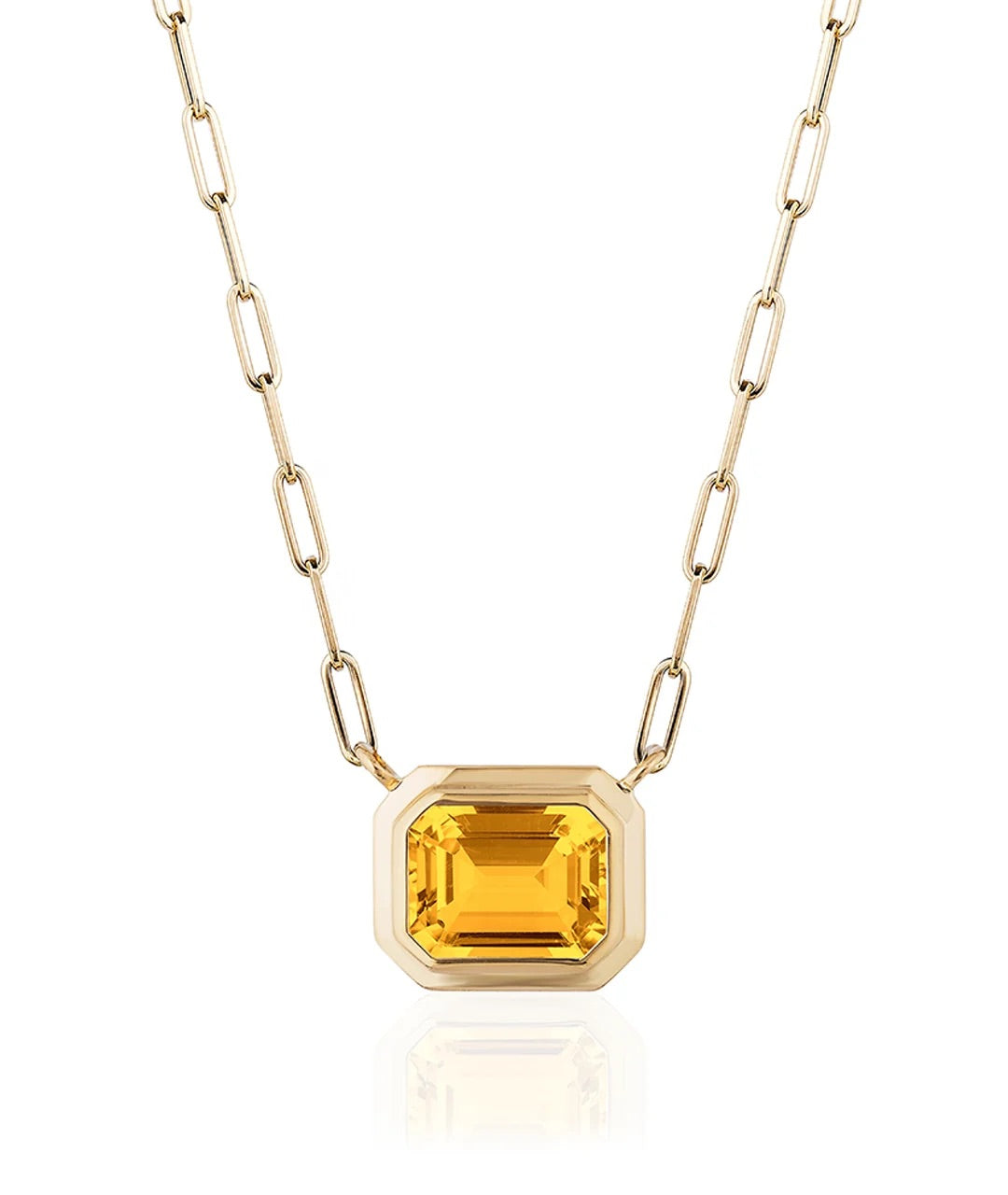 Manhattan Citrine East-West Emerald Cut Bezel Pendant