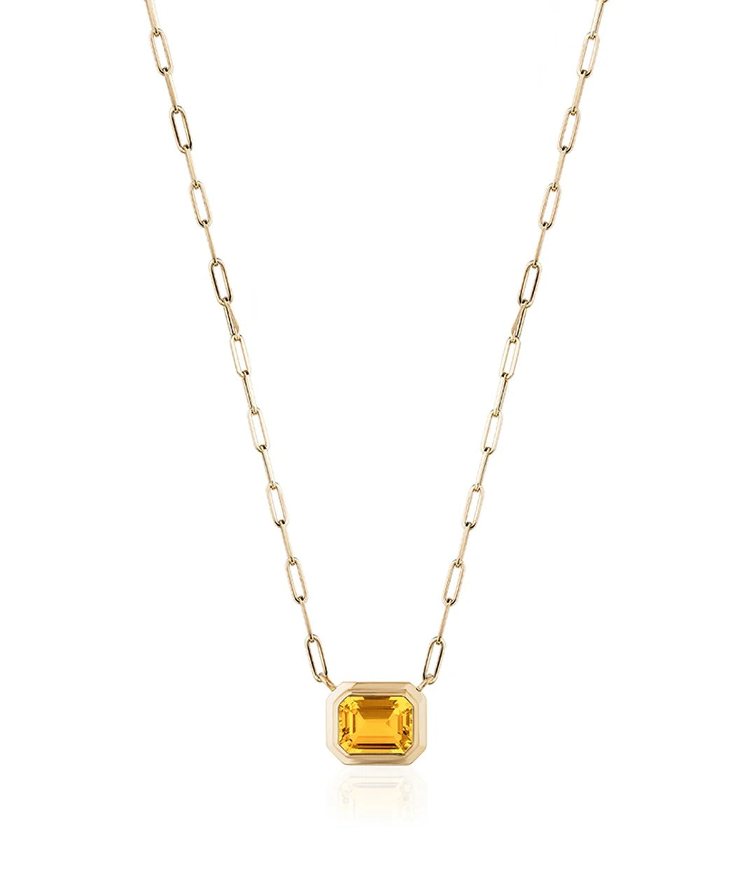 Manhattan Citrine East-West Emerald Cut Bezel Pendant