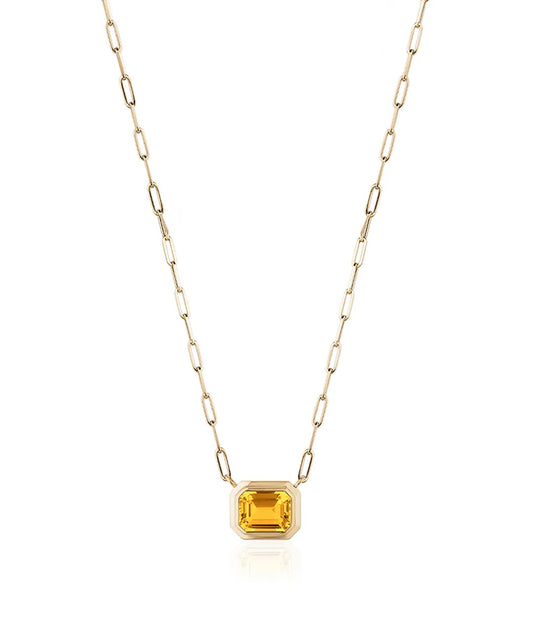Manhattan Citrine East-West Emerald Cut Bezel Pendant