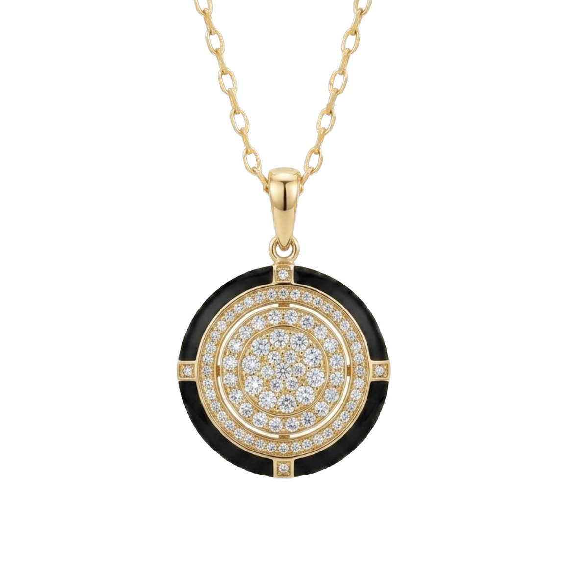 Melange Double Sided Pendant in Black Onyx and White Agate