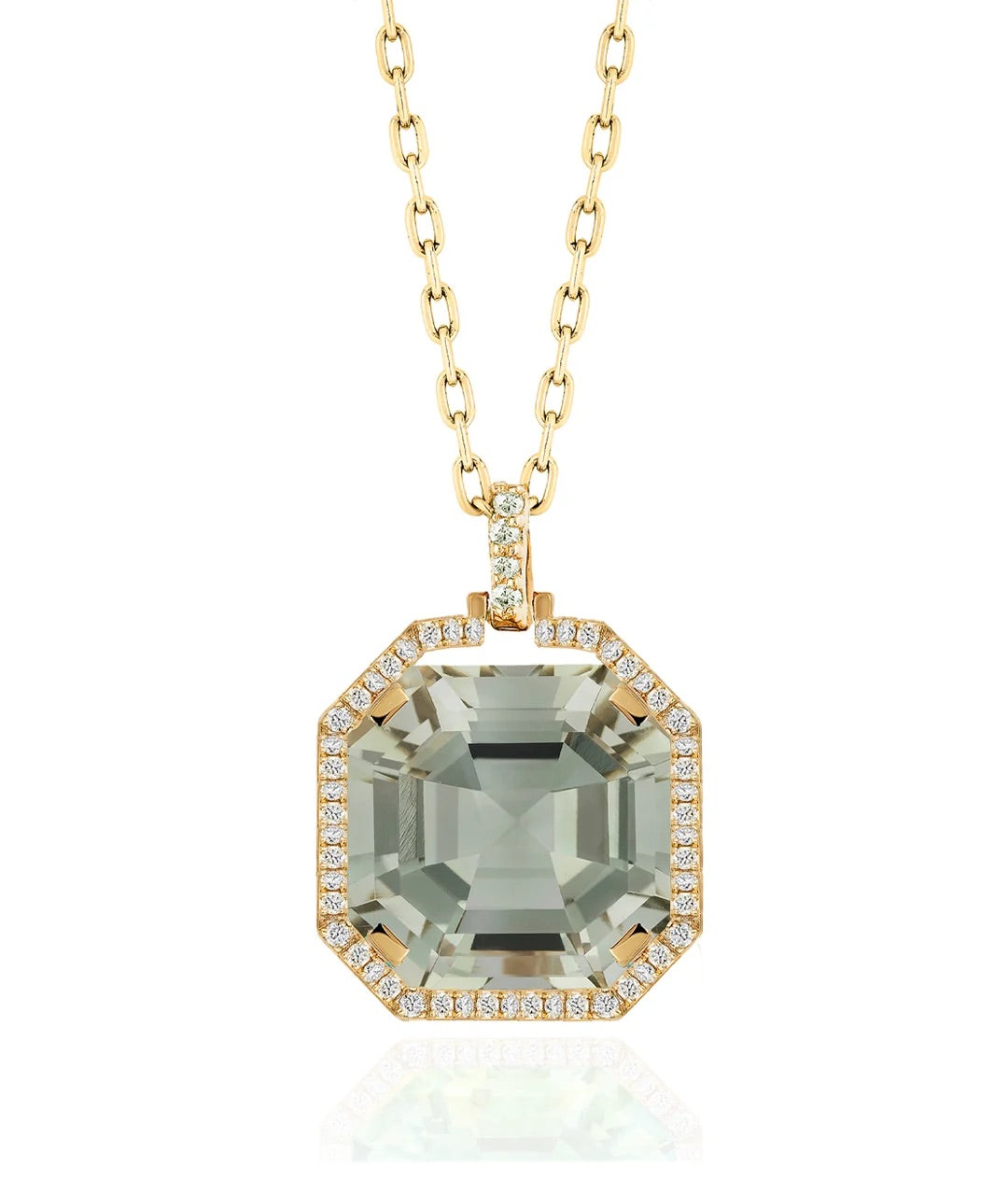 Gossip Octagonal Prasiolite Pendant with Diamonds