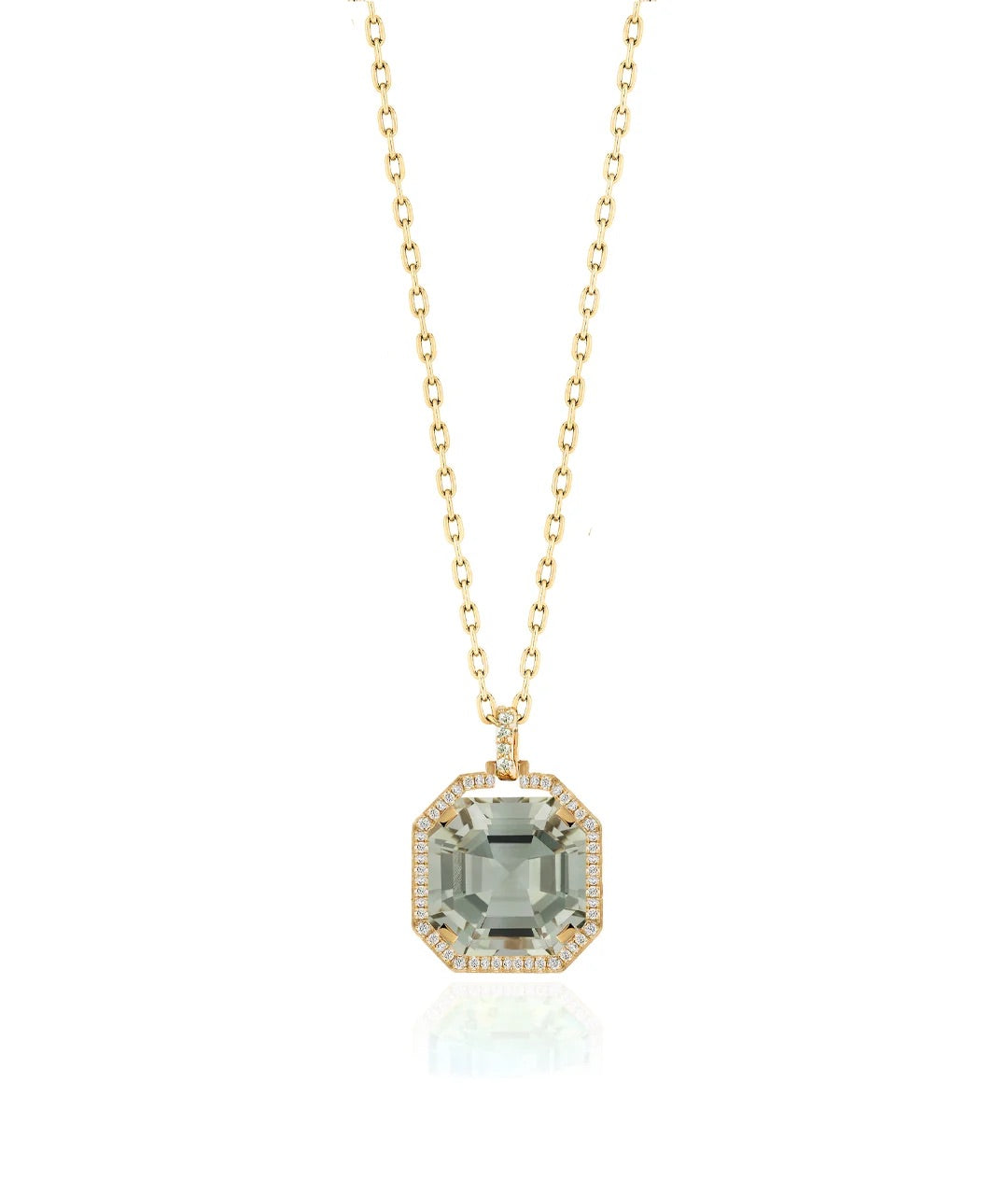 Gossip Octagonal Prasiolite Pendant with Diamonds