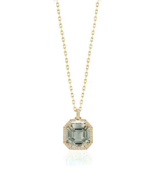Gossip Octagonal Prasiolite Pendant with Diamonds