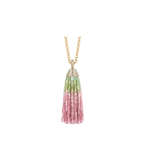 Watermelon Tourmaline Tassel Pendant