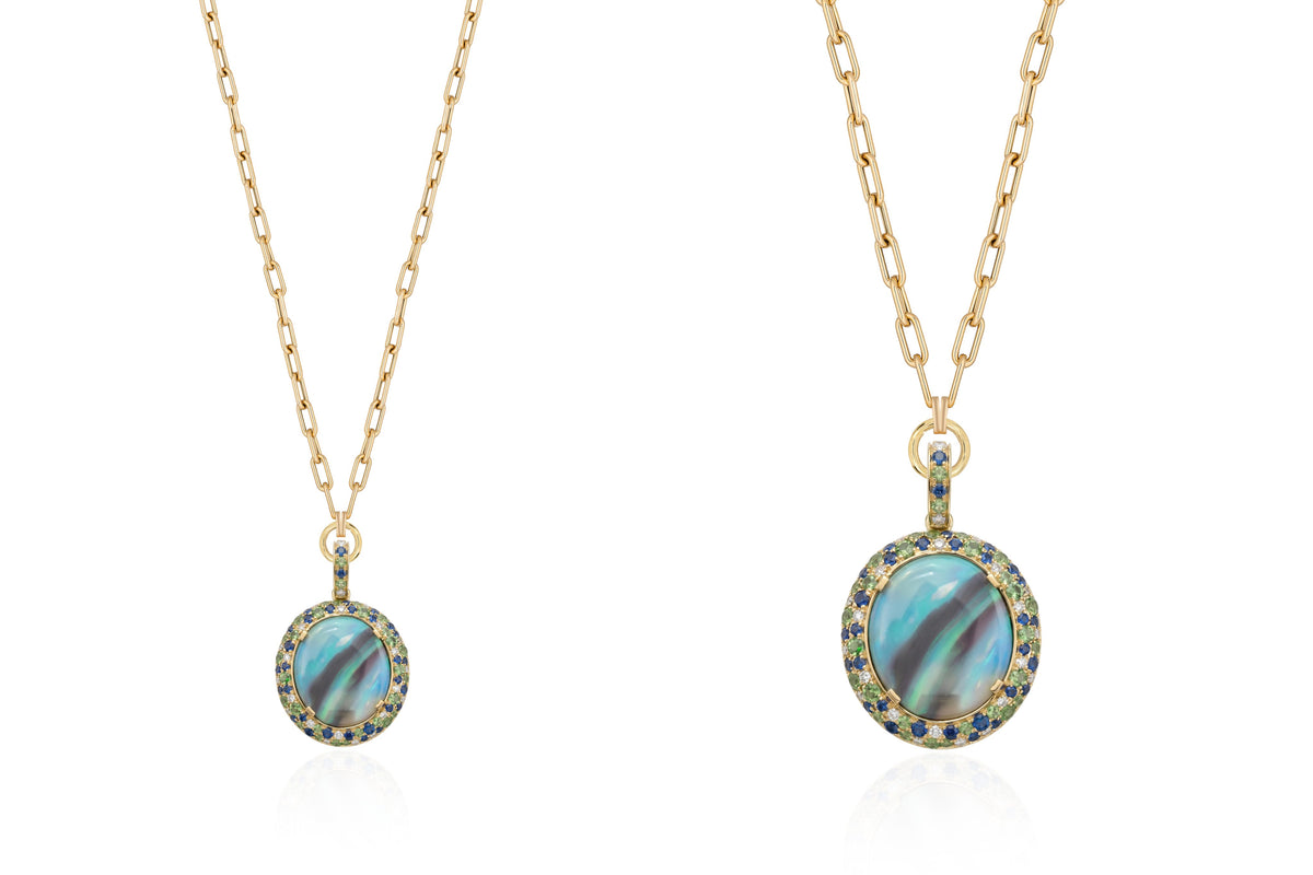 G-One Opal, Sapphire, Tsavorite And Diamond Pendant Necklace