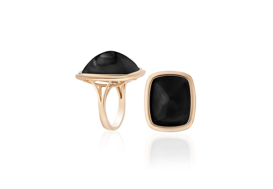 Rock N Roll Black Onyx Dome Cabochon Ring
