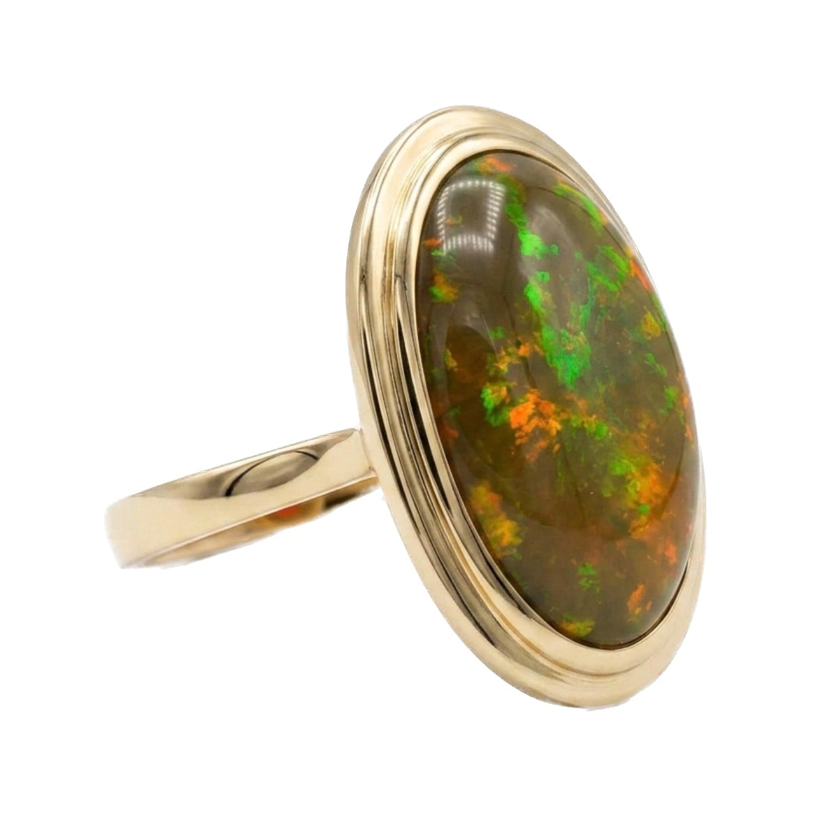 G-One Brown Opal Ring with Gold Frame