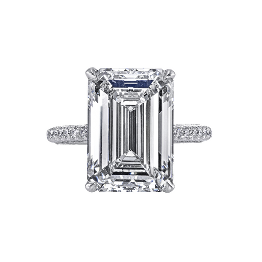 Emerald cut Diamond Solitaire Ring with 3-Sided Diamond Shank